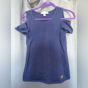 Michael Kors Navy Blue Cold Shoulder Tee
